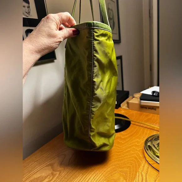 Prada Green Nylon Tote w/ Leather Trim - Picture 6 of 12